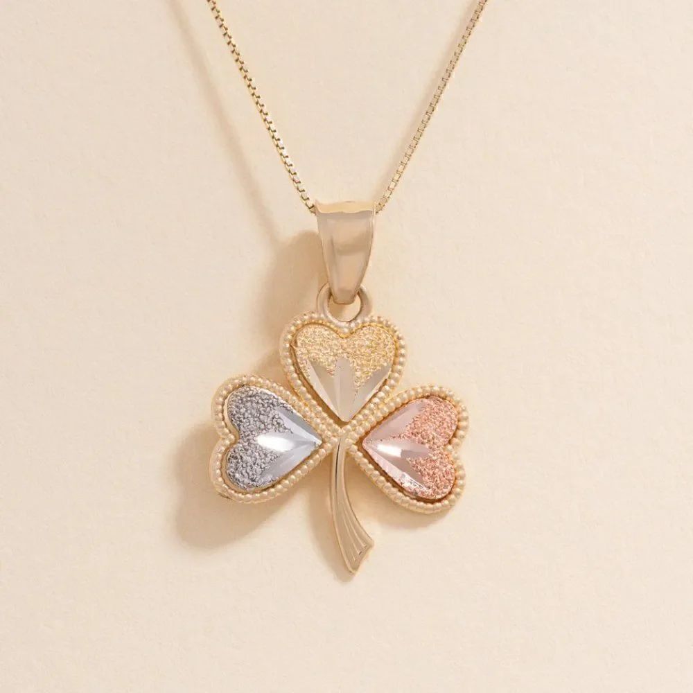 Clover charm | 14k solid gold pendant | perfect gift | Birthday Gift |